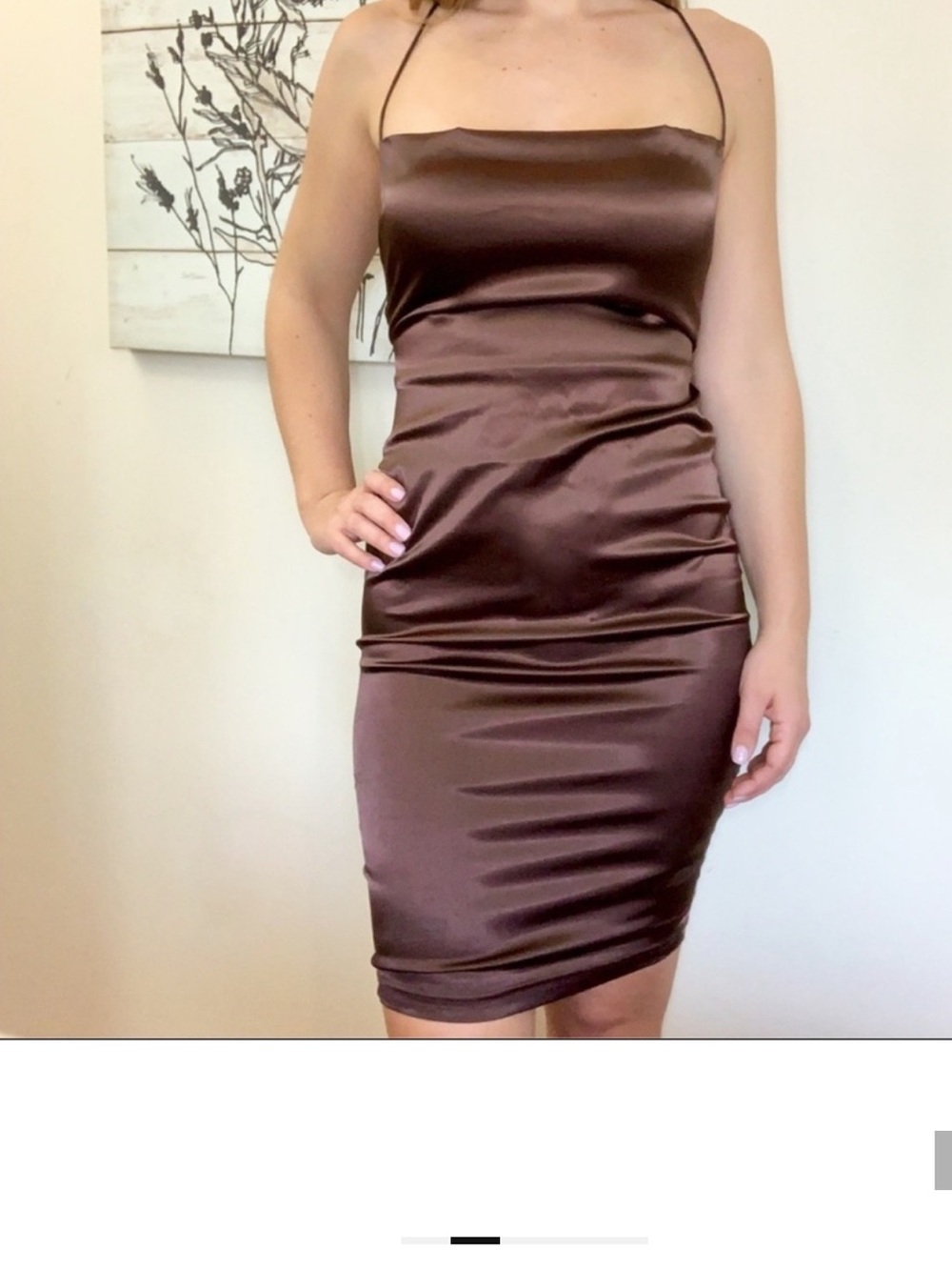 Satin Ruched Halter Midi Skirt in Light Olive